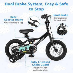12 Inch Kids Bike Adjustable for 3-4 Years Old with Low-Step Frame