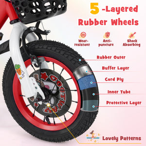 12 Inch Kids Bike Adjustable with Storage Basket and Double Brake for 3-4 Years Old-12 inches