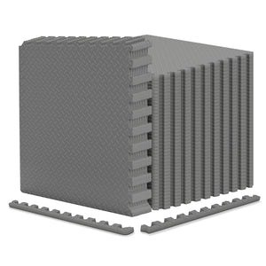 12Tiles 1/2" Puzzle Exercise Floor Mats-Gray