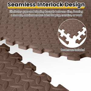12Tiles 1/2" Puzzle Exercise Floor Mats-Brown