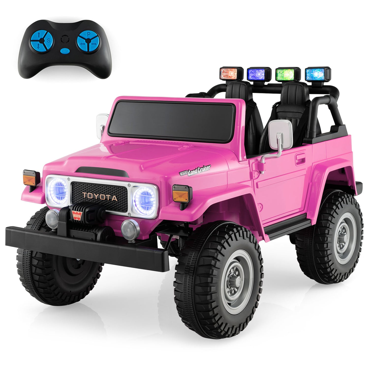 12V 2-Seat Licensed Kids Ride On Toyota FJ40 Car with 2.4G Remote Control-Black