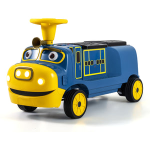 12V 2-Seater Kids Ride on Train with Height Adjustable Seat and Music Licensed Chuggington-Blue