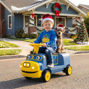 12V 2-Seater Kids Ride on Train with Height Adjustable Seat and Music Licensed Chuggington-Blue