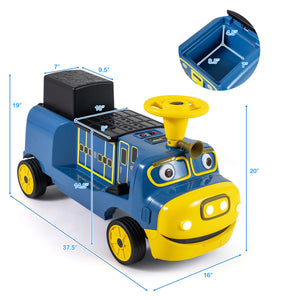 12V 2-Seater Kids Ride on Train with Height Adjustable Seat and Music Licensed Chuggington-Blue