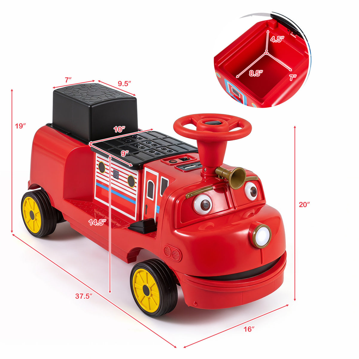 12V 2-Seater Kids Ride on Train with Height Adjustable Seat and Music Licensed Chuggington-Red