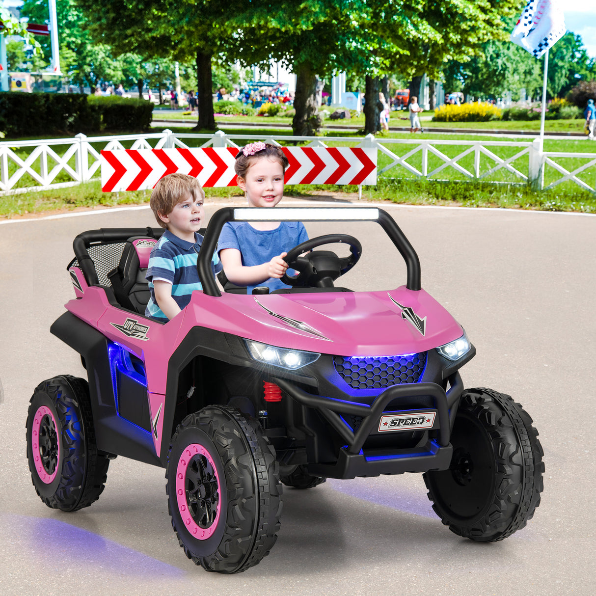 12V 2-Seater Kids Ride on UTV with Slow Start Function Music-Red