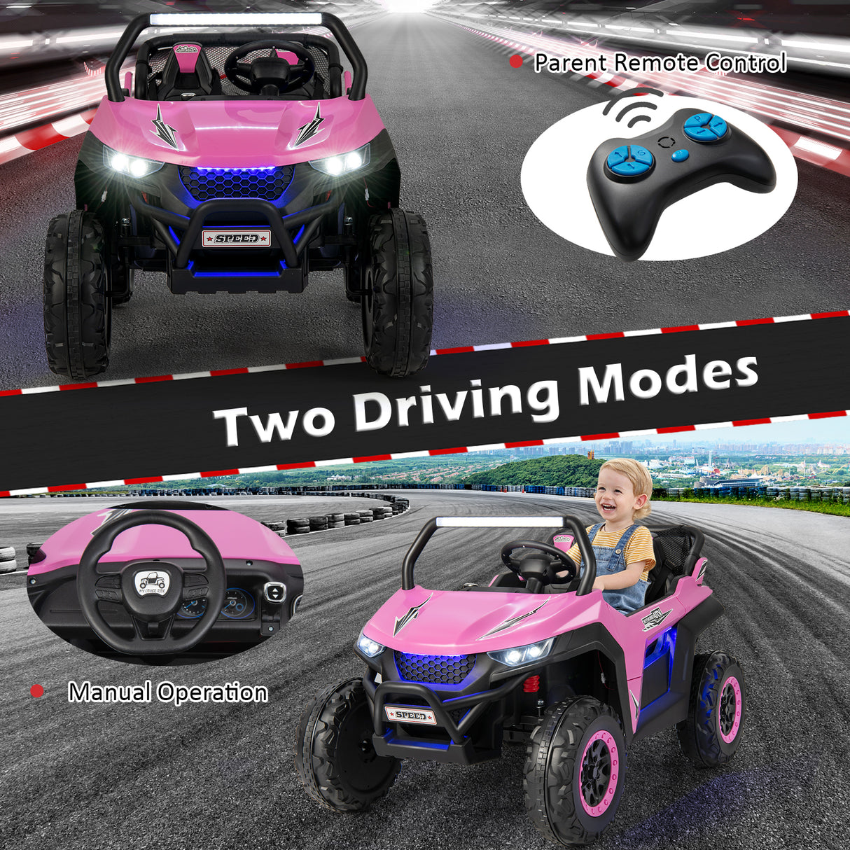 12V 2-Seater Kids Ride on UTV with Slow Start Function Music-Red