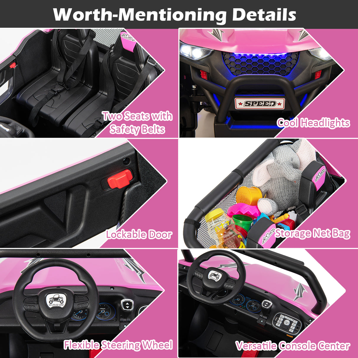 12V 2-Seater Kids Ride on UTV with Slow Start Function Music-Red