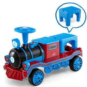 12V 2-Seater Ride on Toy with Train Whistle and Removable Chair-Blue