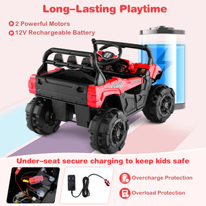 12V Battery Powered Electric Vehicle with Remote Control and 3 Speeds-Red