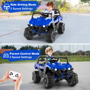 12V Battery Powered Electric Vehicle with Remote Control and 3 Speeds-Blue