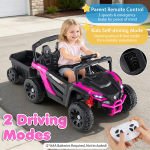 12V Battery Powered Ride On Tractor with Parent Remote Control-Black and Pink