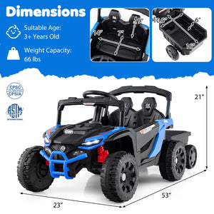 12V Battery Powered Ride On Tractor with Parent Remote Control-Black and Blue