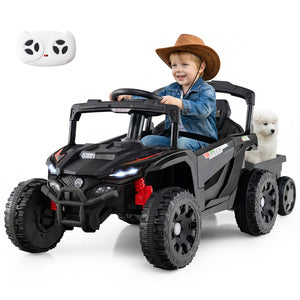 12V Battery Powered Ride On Tractor with Parent Remote Control-Dark Gray