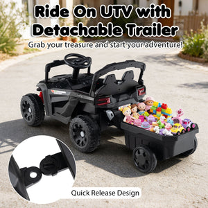 12V Battery Powered Ride On Tractor with Parent Remote Control-Dark Gray