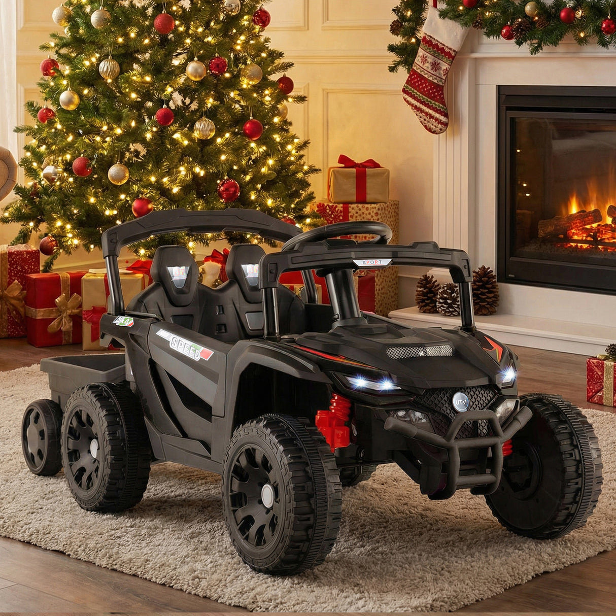 12V Battery Powered Ride On Tractor with Parent Remote Control-Dark Gray