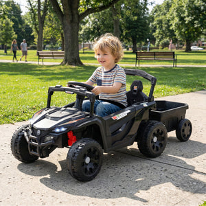12V Battery Powered Ride On Tractor with Parent Remote Control-Dark Gray