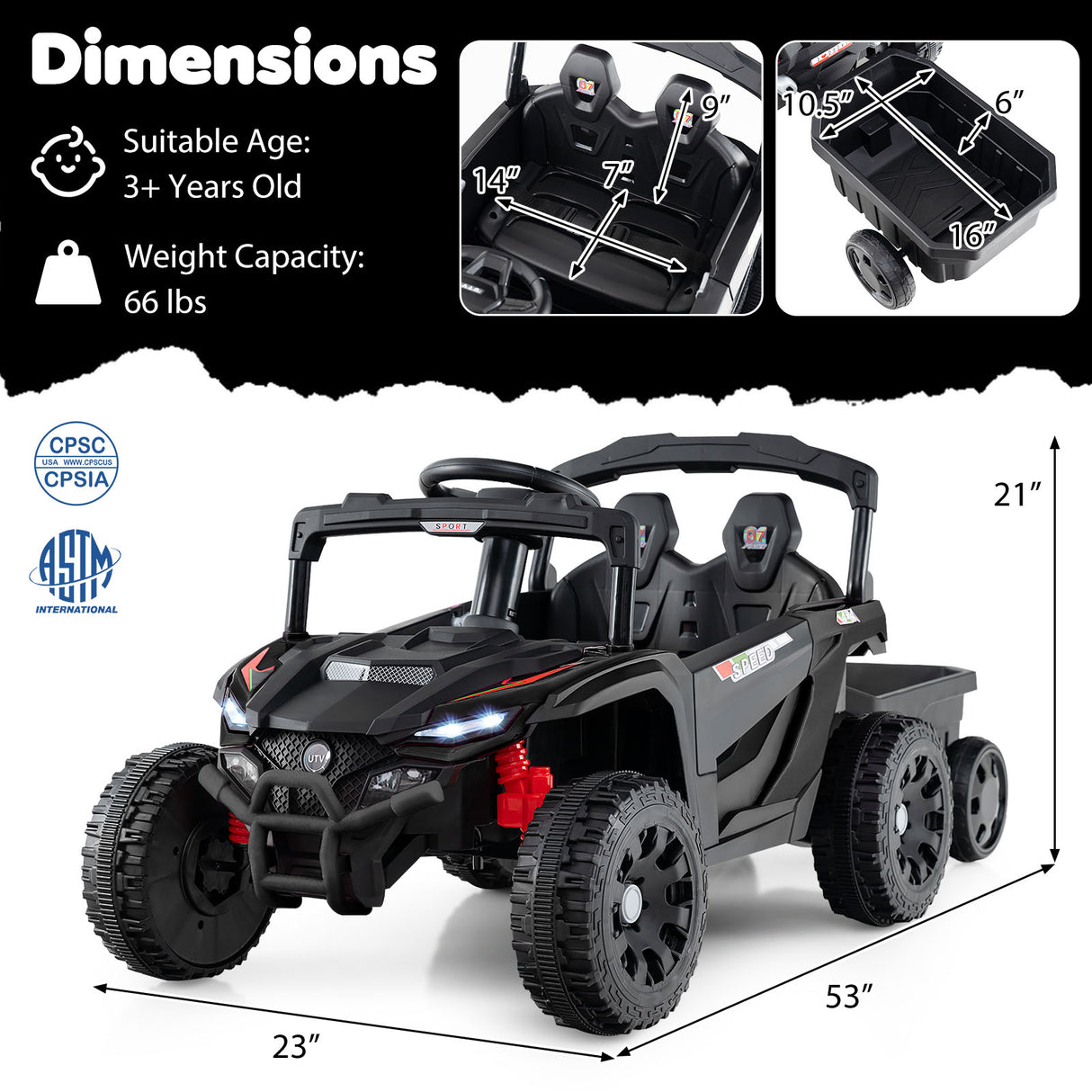 12V Battery Powered Ride On Tractor with Parent Remote Control-Dark Gray