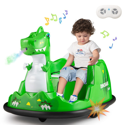 12V Bumper Car with Spray Function and Remote Control for Toddlers Aged 2-5-Green