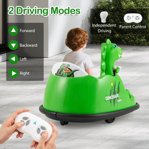 12V Bumper Car with Spray Function and Remote Control for Toddlers Aged 2-5-Green