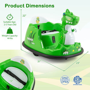 12V Bumper Car with Spray Function and Remote Control for Toddlers Aged 2-5-Green