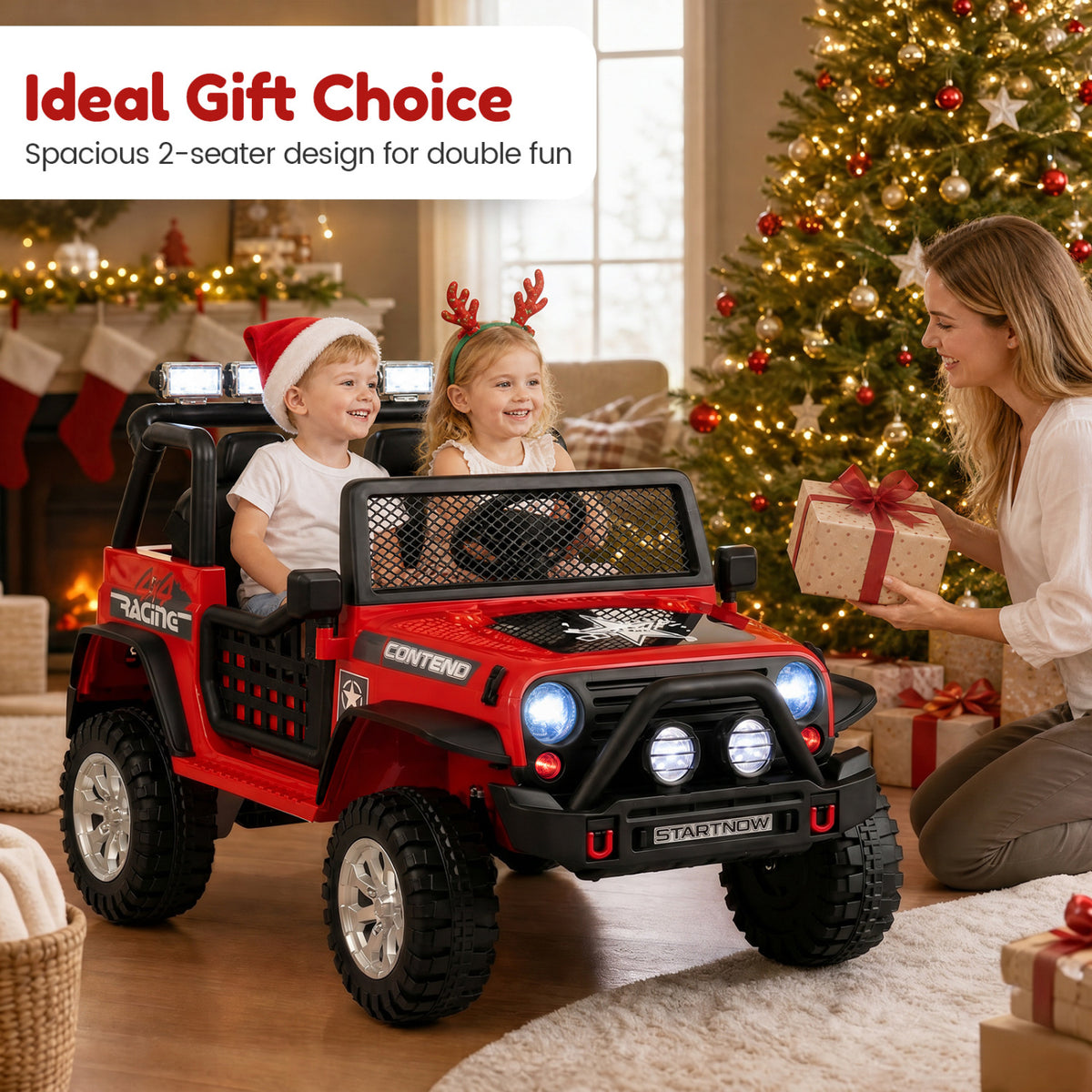 12V Electric 2-Seater Kids Ride On Car with Parent Remote Control-Red
