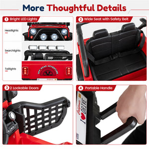 12V Electric 2-Seater Kids Ride On Car with Parent Remote Control-Red