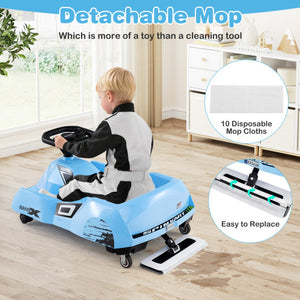 12V Electric Cleaning Go Kart with Detachable Mop and Remote Control-Blue