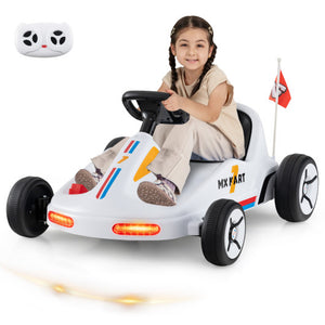 12V Electric Go Kart for Kids Race Toy with Remote Control and Music-White