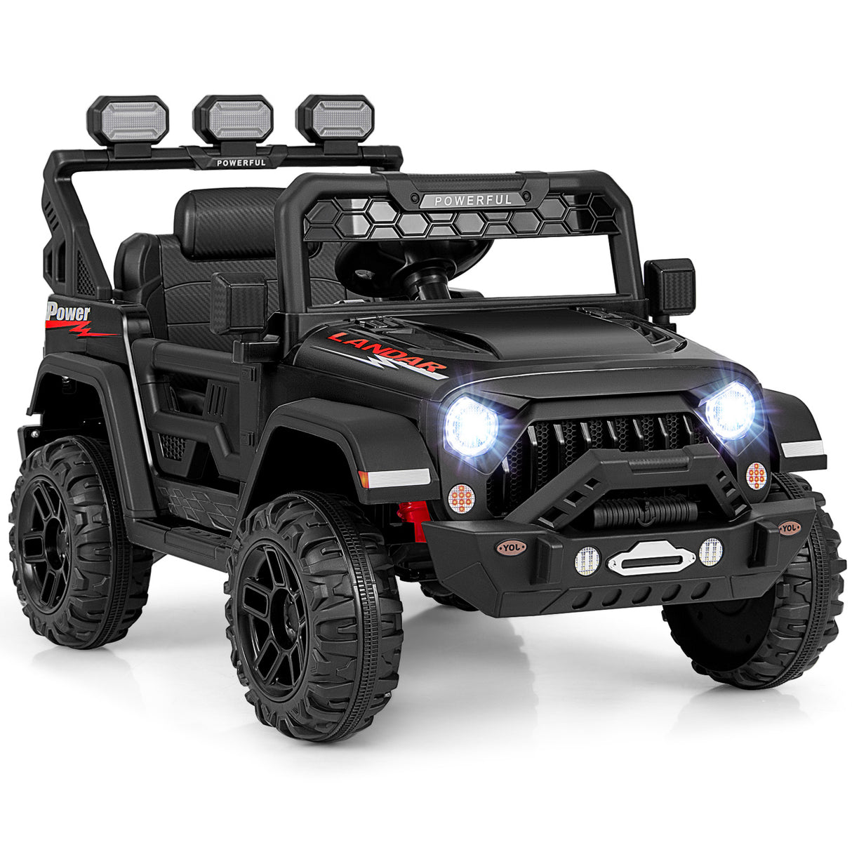 12V Electric Kids Ride on Truck with Remote Control and Music-Black