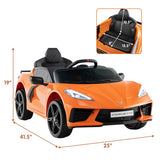 12V Electric Kids Ride On Car Licensed Chevrolet Corvette C8 with Remote Control Ages 3+ Years Old-Orange