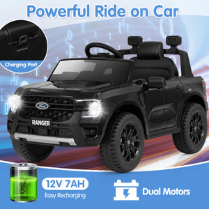 12V Electric Kids Ride on Car Licensed Ford Ranger with Remote Control and Music-Black