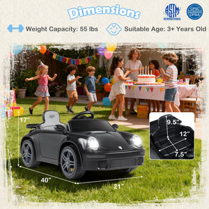 12V Electric Ride On Car Licensed RUF CTR with Remote Control and Music-Black