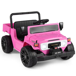 12V Electric Ride On Truck with Dump Bed and Music Licensed Toyota-Pink