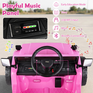 12V Electric Ride On Truck with Dump Bed and Music Licensed Toyota-Pink