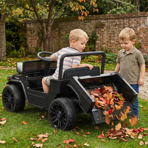 12V Electric Ride On Truck with Dump Bed and Music Licensed Toyota-Black
