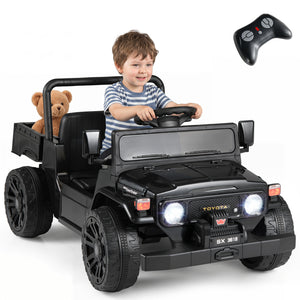 12V Electric Ride On Truck with Dump Bed and Music Licensed Toyota-Black