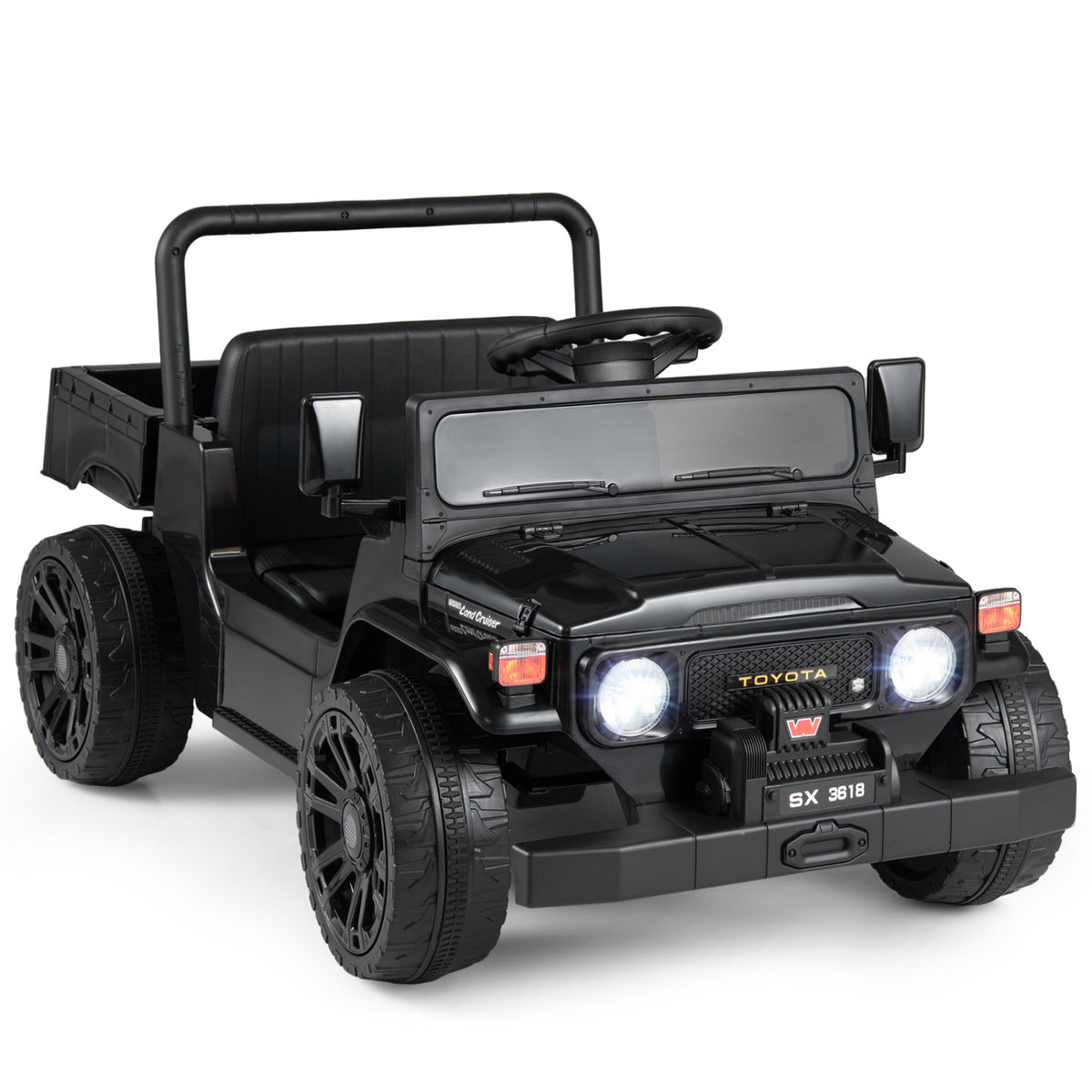 12V Electric Ride On Truck with Dump Bed and Music Licensed Toyota-Black