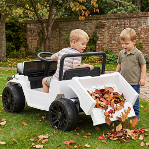12V Electric Ride On Truck with Dump Bed and Music Licensed Toyota-White