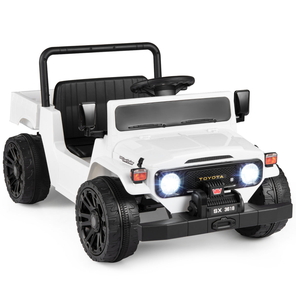 12V Electric Ride On Truck with Dump Bed and Music Licensed Toyota-White