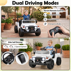 12V Electric Ride On Truck with Dump Bed and Music Licensed Toyota-White