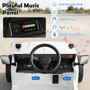 12V Electric Ride On Truck with Dump Bed and Music Licensed Toyota-White
