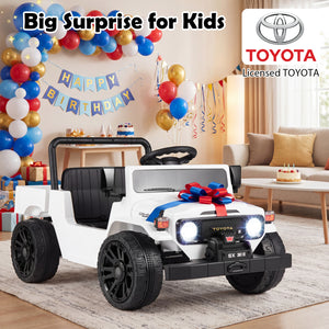 12V Electric Ride On Truck with Dump Bed and Music Licensed Toyota-White