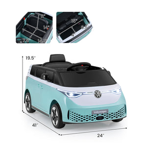 12V Kids Electric Car Bus with Music and LED Headlights Licensed Volkswagen-Blue