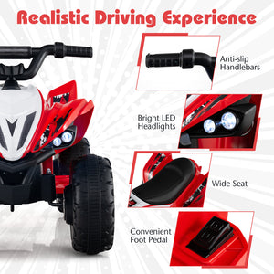 12V Kids Ride On ATV 4-Wheeler Quad with LED Lights and 7 mph Max Speed-Red