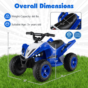 12V Kids Ride On ATV 4-Wheeler Quad with LED Lights and 7 mph Max Speed-Navy