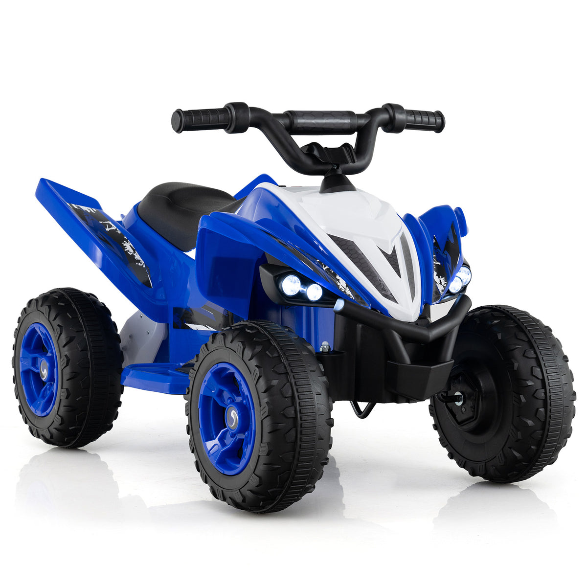 12V Kids Ride On ATV 4-Wheeler Quad with LED Lights and 7 mph Max Speed-Navy