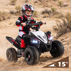 12V Kids Ride On ATV 4-Wheeler Quad with LED Lights and 7 mph Max Speed-Black