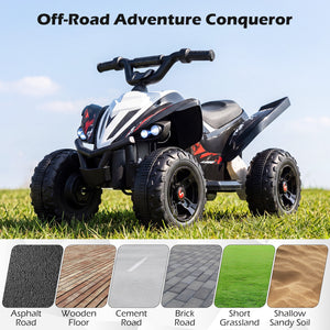 12V Kids Ride On ATV 4-Wheeler Quad with LED Lights and 7 mph Max Speed-Black