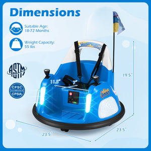 12V Kids Ride On Bumper Car with Remote Control and Flashing Lights-Blue